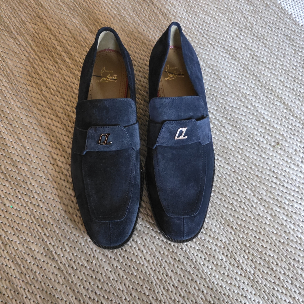 Christian Louboutin Navy Suede Loafers